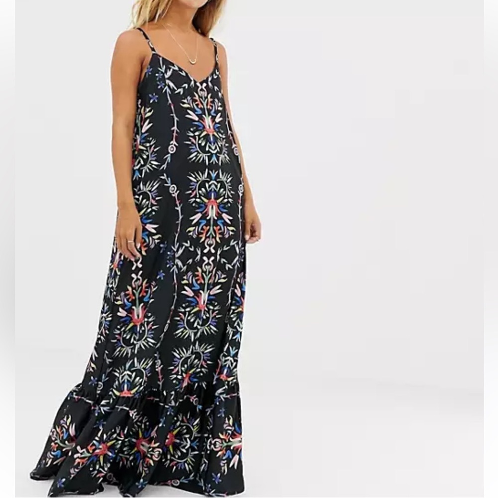 Sabina Musayev Womens Black Floral Keyhole Maxi Dress Size XS